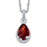 Natural Garnet Gemstone Necklace Sterling Silver Pendant Necklace for Women Without Chain