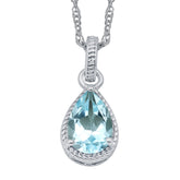 Sky Blue Topaz Gemstone Necklace Sterling Silver Pendant Necklace for Women Without Chain