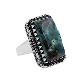 Natural Chrysocolla Gemstone Sterling Silver Boho Ring