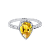 Sterling Silver Citrine Gemstone Dainty Boho Ring For Women
