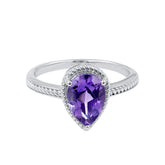 Natural Amethyst 925 Sterling Silver Boho Gemstone Ring Jewelry
