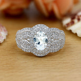Natural White Cubic Zircon Vintage Rings for Women Daily Party Holiday Bohemian Ring Jewelry