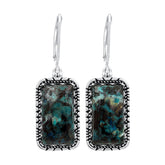 Chrysocolla Earrings Oxidized Sterling Silver Boho Dangle Earrings