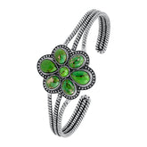 Green Copper Turquoise Sterling Silver Oxidized Twisted Wire Cuff Bangle Bracelet