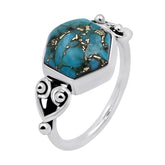 Vintage Blue Copper Turquoise Rings for Women Daily Party Holiday Bohemian Ring Jewelry