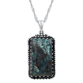 Oxidized Sterling Silver Chrysocolla Rectangle Gemstone Boho Pendant Without Chain