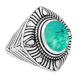 Turquoise 925 Sterling Silver Boho Gemstone Oxidized Ring