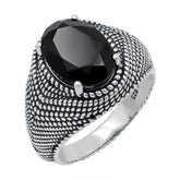 Natural Black Onyx Gemstone Sterling Silver Ring