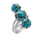 Blue Copper Turquoise Vintage Bohemian Rings for Women Daily Party Holiday Ring Jewelry