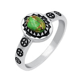 Sterling Silver Green Copper Turquoise Oxidized Rings for Women Daily Party Holiday Vintage Bohemian Ring Jewelry