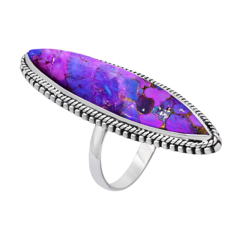 Purple Copper Turquoise Vintage Rings for Women Daily Party Holiday Bohemian Sterling Silver Ring