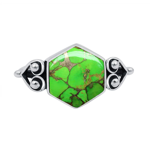 Vintage Green Copper Turquoise Rings for Women Daily Party Holiday Bohemian Ring Jewelry