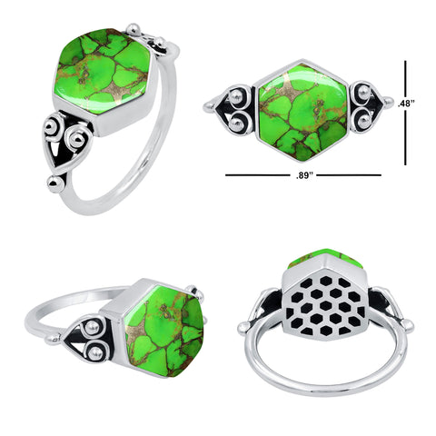 Vintage Green Copper Turquoise Rings for Women Daily Party Holiday Bohemian Ring Jewelry