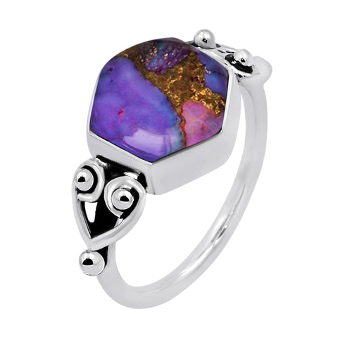 Purple Copper Turquoise Sterling Silver Oxidized Boho Statement Ring