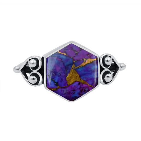 Purple Copper Turquoise Sterling Silver Oxidized Boho Statement Ring