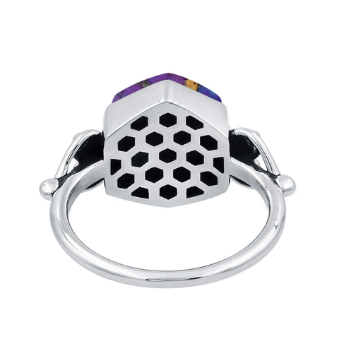 Purple Copper Turquoise Sterling Silver Oxidized Boho Statement Ring