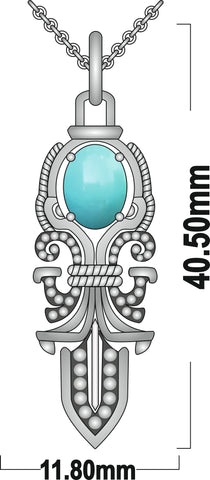 Sterling Silver Sleeping Beauty Turquoise Pendant Necklace