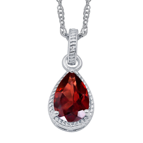 Natural Garnet Gemstone Necklace Sterling Silver Pendant Necklace for Women Without Chain