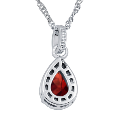 Natural Garnet Gemstone Necklace Sterling Silver Pendant Necklace for Women Without Chain