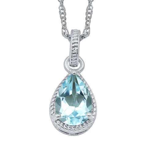 Sky Blue Topaz Gemstone Necklace Sterling Silver Pendant Necklace for Women Without Chain