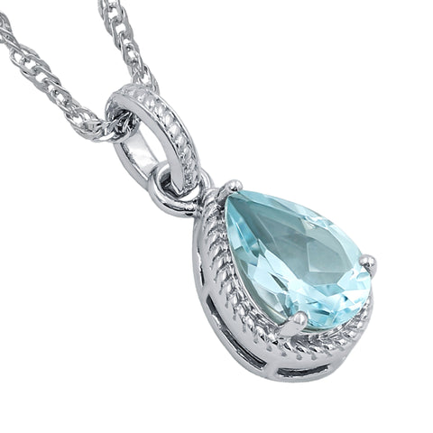 Sky Blue Topaz Gemstone Necklace Sterling Silver Pendant Necklace for Women Without Chain