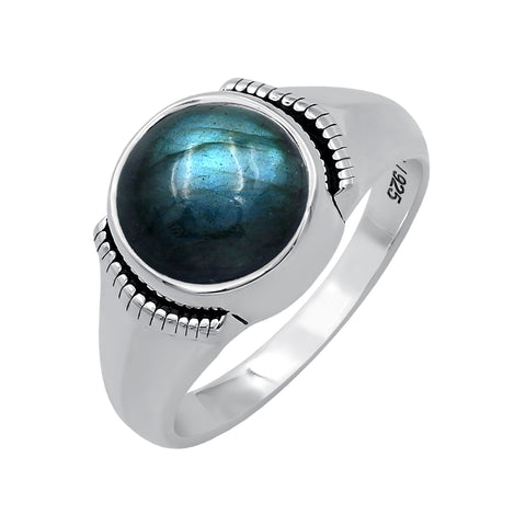 Labradorite Round Silver Ring