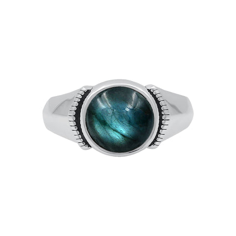 Labradorite Round Silver Ring