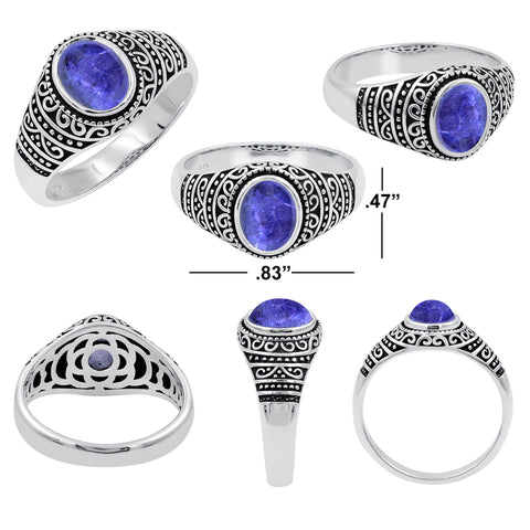 Lapis Lazuli Gemstone Sterling Silver Black Onyx Signet Ring