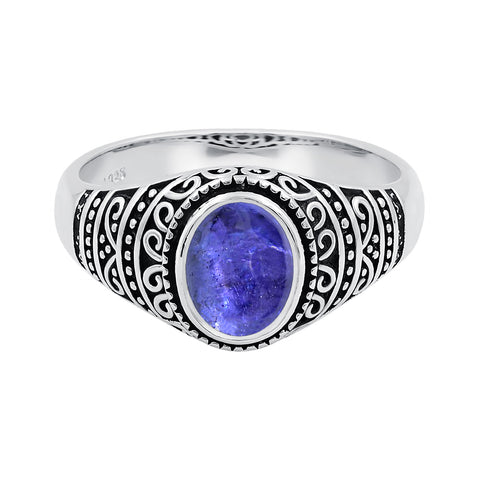 Lapis Lazuli Gemstone Sterling Silver Black Onyx Signet Ring