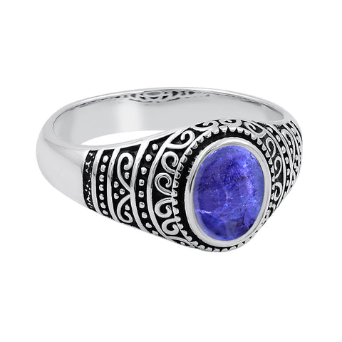 Lapis Lazuli Gemstone Sterling Silver Black Onyx Signet Ring