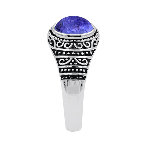 Lapis Lazuli Gemstone Sterling Silver Black Onyx Signet Ring
