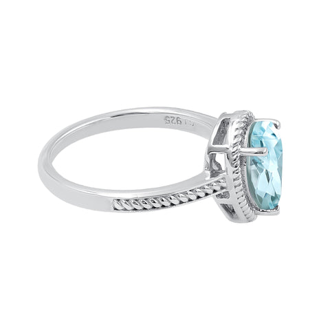 Sterling Silver Sky Blue Topaz Boho Gemstone Ring Jewelry