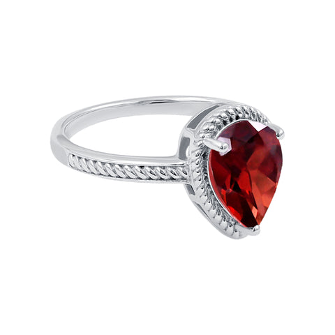 Natural Garnet Sterling Silver Gemstone Dainty Boho Ring