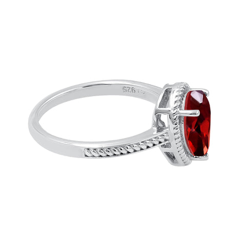 Natural Garnet Sterling Silver Gemstone Dainty Boho Ring