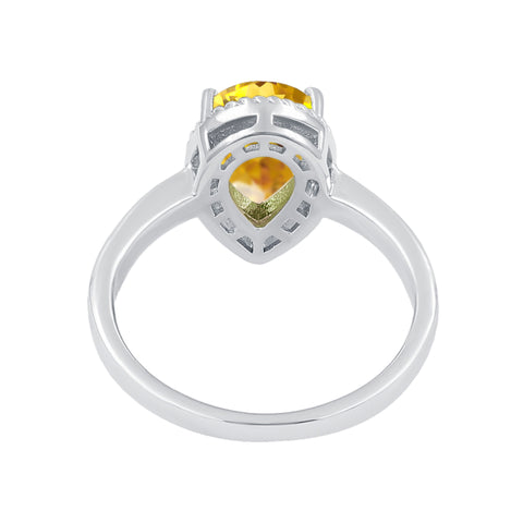 Sterling Silver Citrine Gemstone Dainty Boho Ring For Women