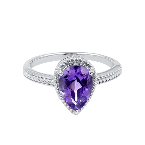Natural Amethyst 925 Sterling Silver Boho Gemstone Ring Jewelry