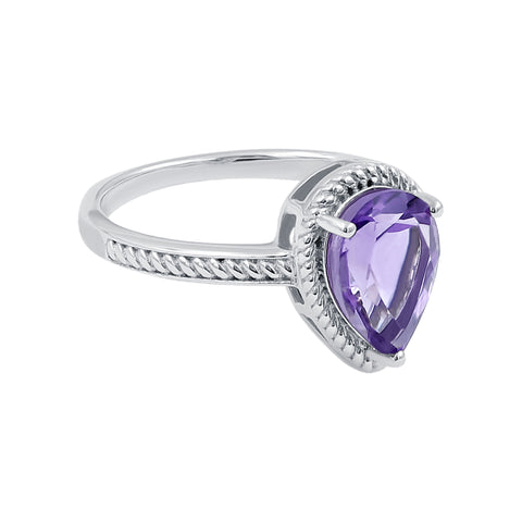 Natural Amethyst 925 Sterling Silver Boho Gemstone Ring Jewelry