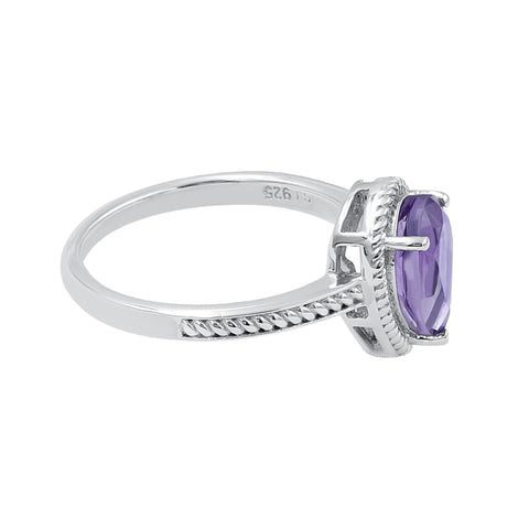 Natural Amethyst 925 Sterling Silver Boho Gemstone Ring Jewelry