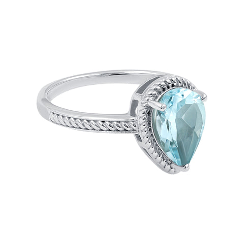 Sterling Silver Sky Blue Topaz Boho Gemstone Ring Jewelry