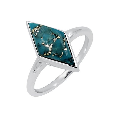 Simple Geometry Wide Rings Vintage Blue Copper Turquoise Rings for Women Daily Party Holiday Bohemian Ring Jewelry