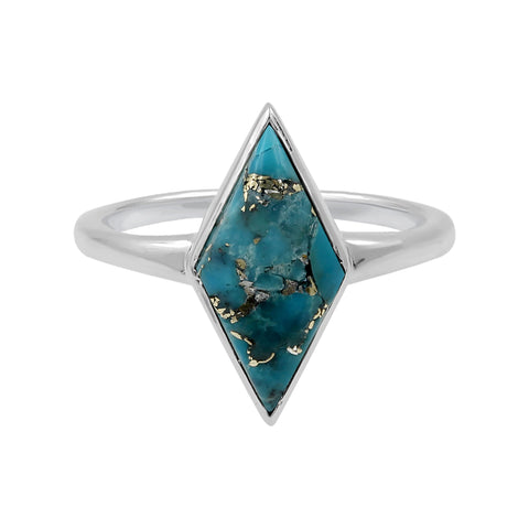 Simple Geometry Wide Rings Vintage Blue Copper Turquoise Rings for Women Daily Party Holiday Bohemian Ring Jewelry