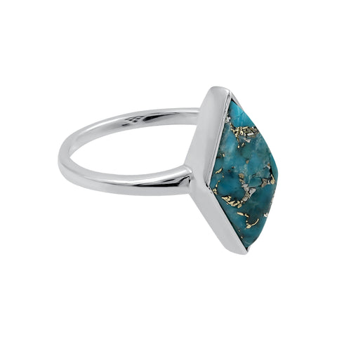 Simple Geometry Wide Rings Vintage Blue Copper Turquoise Rings for Women Daily Party Holiday Bohemian Ring Jewelry