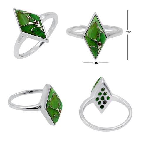 Simple Geometry Wide Rings Vintage Green Copper Turquoise Rings for Women Daily Party Holiday Bohemian Ring Jewelry