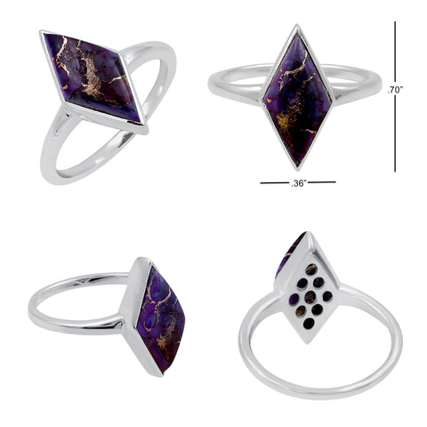 Simple Geometry Wide Rings Vintage Purple Copper Turquoise Rings for Women Daily Party Holiday Bohemian Ring Jewelry