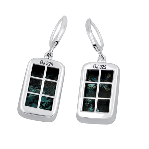 Chrysocolla Earrings Oxidized Sterling Silver Boho Dangle Earrings