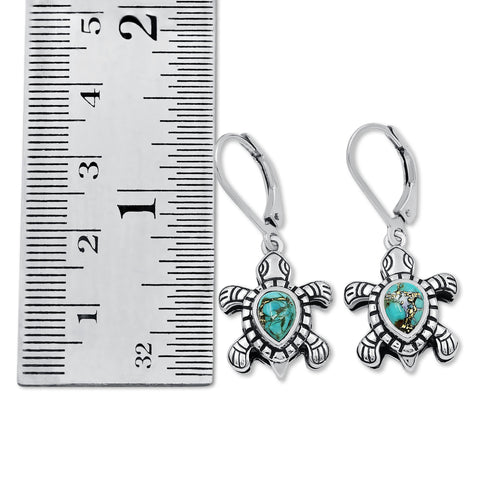 Blue Copper Turquoise Sterling Silver Vintage Earrings for Women Daily Party Holiday Bohemian Ring Jewelry