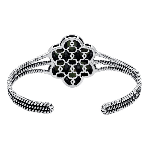 Green Copper Turquoise Sterling Silver Oxidized Twisted Wire Cuff Bangle Bracelet