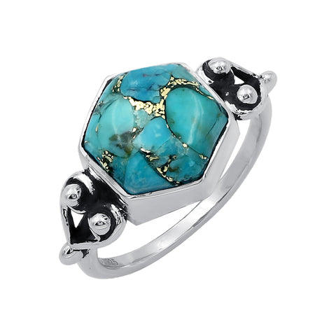 Vintage Blue Copper Turquoise Rings for Women Daily Party Holiday Bohemian Ring Jewelry