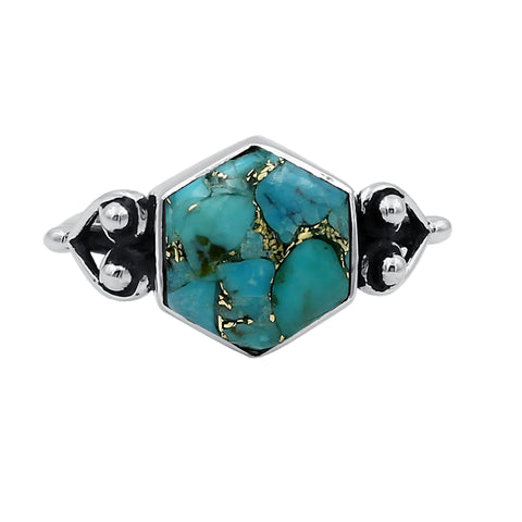 Vintage Blue Copper Turquoise Rings for Women Daily Party Holiday Bohemian Ring Jewelry