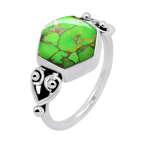 Vintage Green Copper Turquoise Rings for Women Daily Party Holiday Bohemian Ring Jewelry